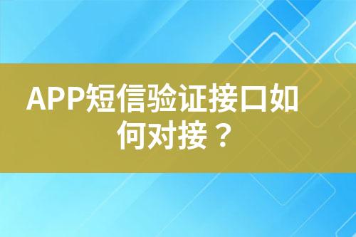 APP短信验证接口如何对接？