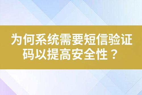 为何系统需要短信验证码以提高安全性？