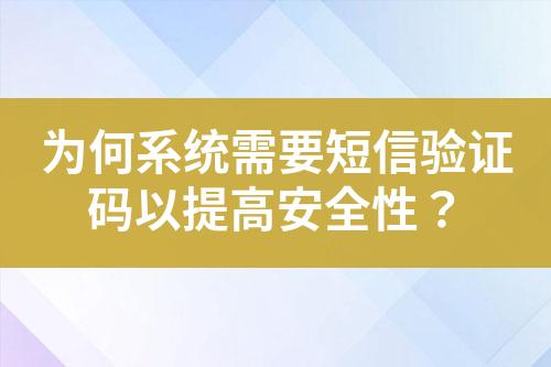 为何系统需要短信验证码以提高安全性？