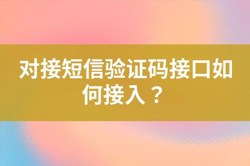 对接短信验证码接口如何接入？