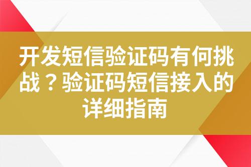 开发短信验证码有何挑战？验证码短信接入的详细指南