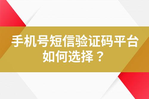 手机号短信验证码平台如何选择？