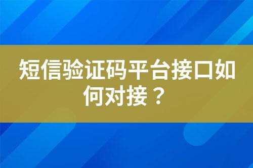 短信验证码平台接口如何对接？