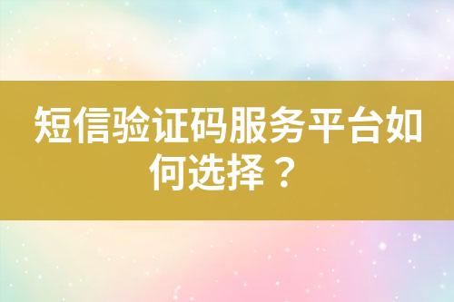 短信验证码服务平台如何选择？