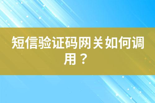 短信验证码网关如何调用？