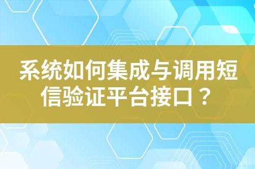 系统如何集成与调用短信验证平台接口？