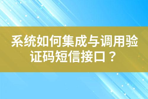 系统如何集成与调用验证码短信接口？