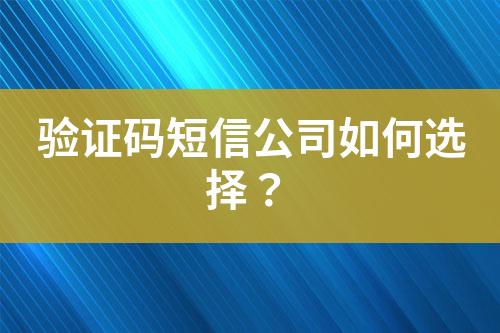 验证码短信公司如何选择？