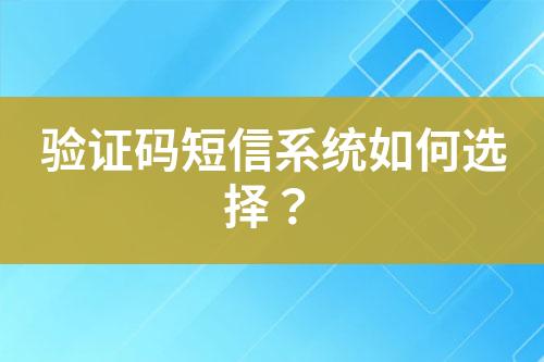 验证码短信系统如何选择？